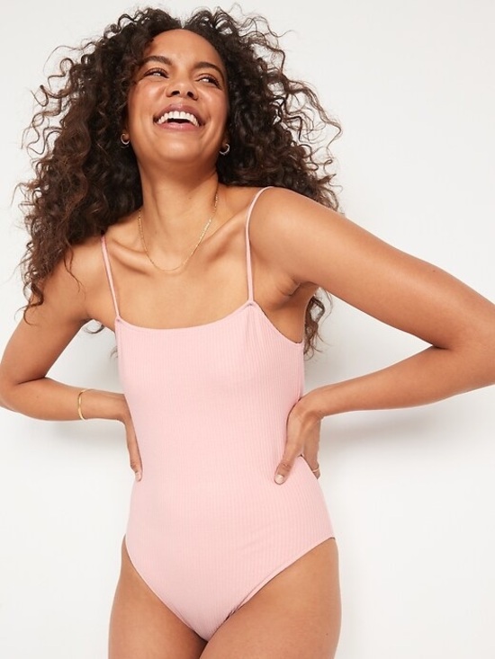 Old Navy Tops - Old Navy Pink Fitted Cami Ribbed Knit  Bodysuit NWT